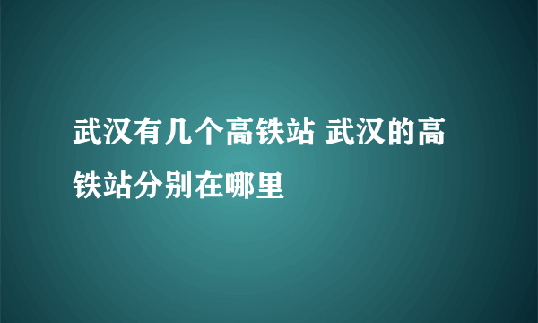 武汉有几个高铁站 武汉的高铁站分别在哪里