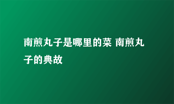 南煎丸子是哪里的菜 南煎丸子的典故