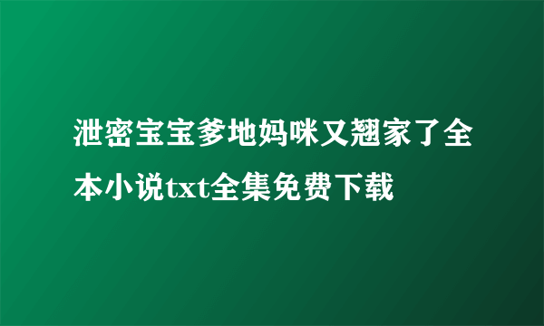 泄密宝宝爹地妈咪又翘家了全本小说txt全集免费下载