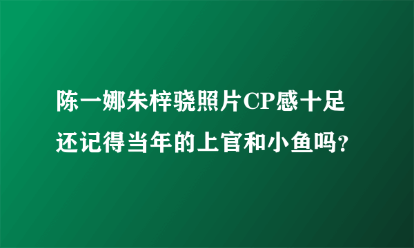 陈一娜朱梓骁照片CP感十足 还记得当年的上官和小鱼吗？