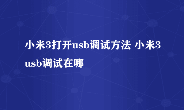小米3打开usb调试方法 小米3usb调试在哪
