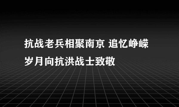 抗战老兵相聚南京 追忆峥嵘岁月向抗洪战士致敬