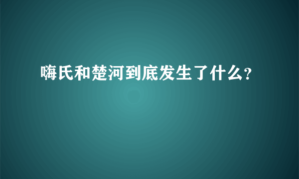 嗨氏和楚河到底发生了什么？