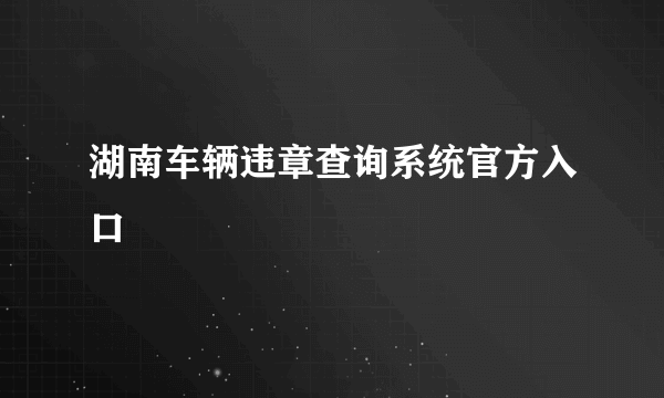 湖南车辆违章查询系统官方入口