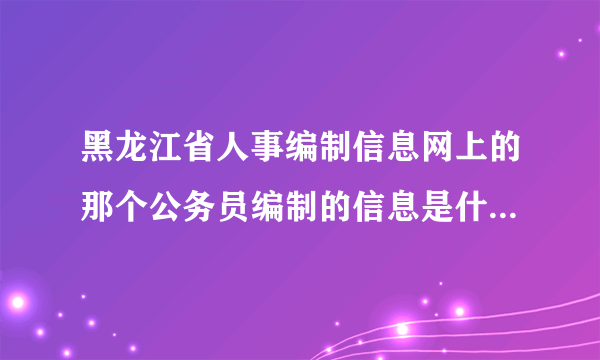 黑龙江省人事编制信息网上的那个公务员编制的信息是什么意思啊？
