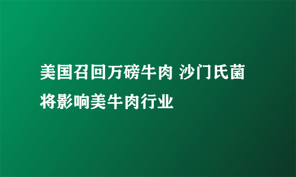 美国召回万磅牛肉 沙门氏菌将影响美牛肉行业