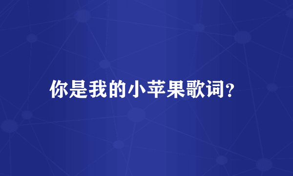 你是我的小苹果歌词？