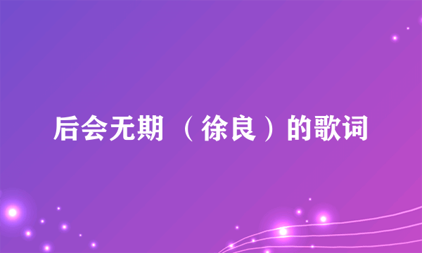后会无期 （徐良）的歌词