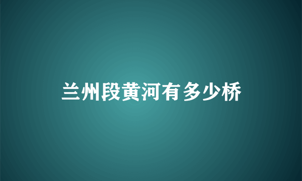 兰州段黄河有多少桥