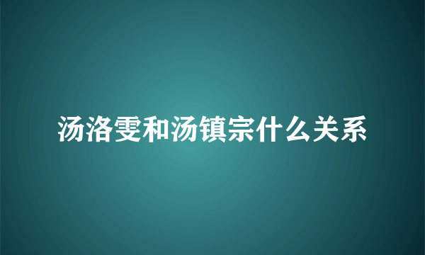 汤洛雯和汤镇宗什么关系