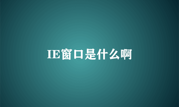 IE窗口是什么啊
