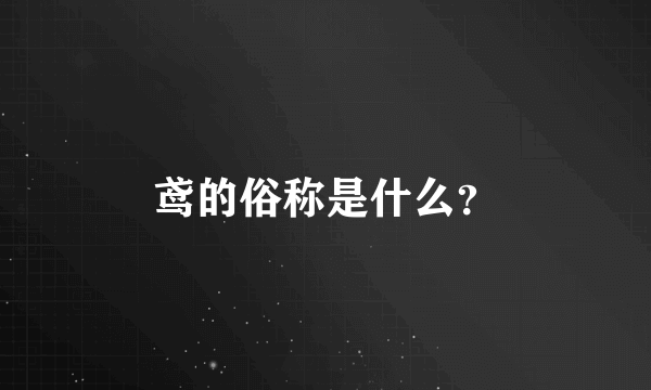 鸢的俗称是什么？