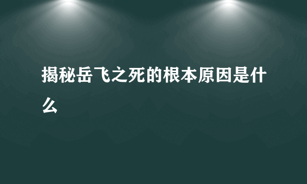 揭秘岳飞之死的根本原因是什么