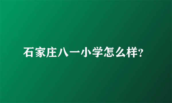 石家庄八一小学怎么样？