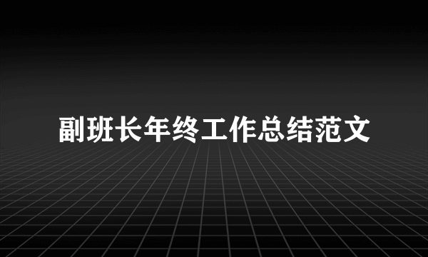 副班长年终工作总结范文