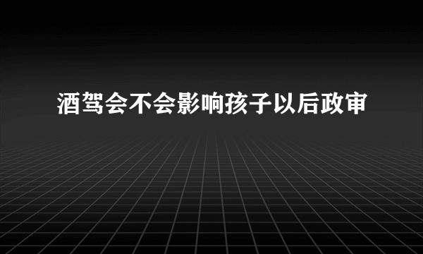 酒驾会不会影响孩子以后政审