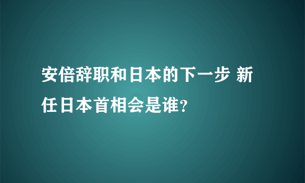 安倍辞职和日本的下一步 新任日本首相会是谁？